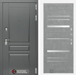 Входная дверь PLATINUM 20 - Бетон светлый, зеркальные вставки