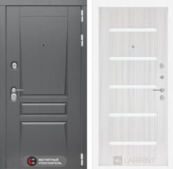 Входная дверь PLATINUM 01 - Сандал белый, стекло белое
