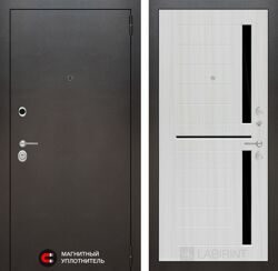 Входная дверь SILVER 02 - Сандал белый, стекло черное