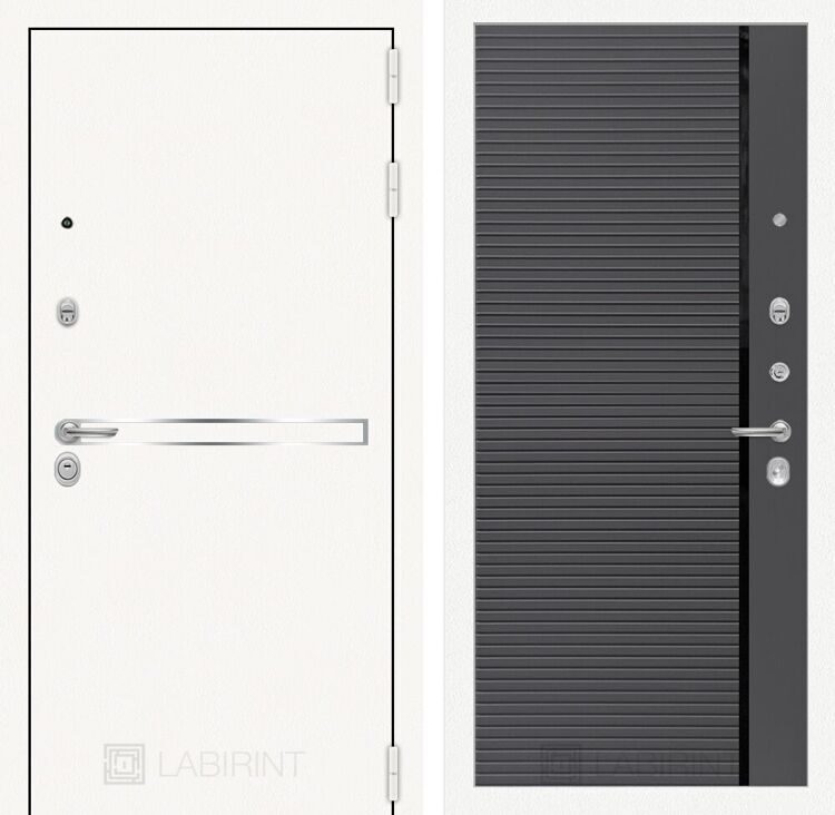 Входная дверь LINE WHITE 22 - Графит софт, черная вставка